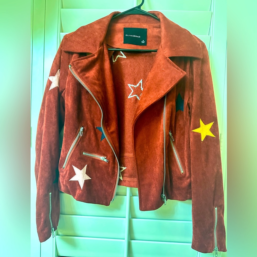 Women velvet feel jacket with stars details